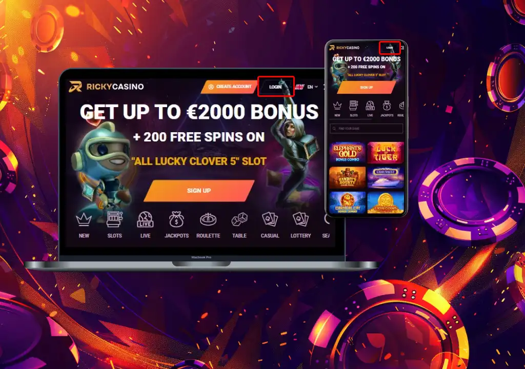 Log in With Your Ricky Casino Account
